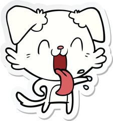 sticker of a cartoon panting dog