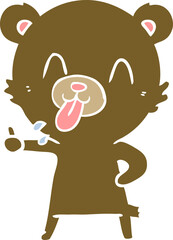 rude flat color style cartoon bear