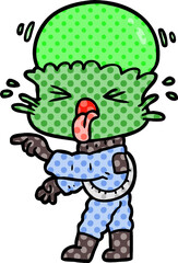 weird cartoon alien pointing