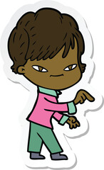 sticker of a cartoon happy woman