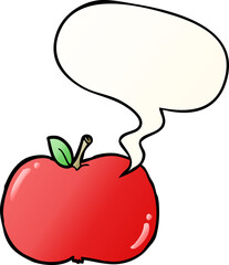 cartoon apple with speech bubble in smooth gradient style