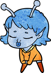 cute alien girl cartoon