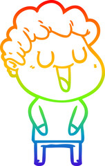 rainbow gradient line drawing of a laughing cartoon man