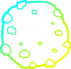cold gradient line drawing of a cartoon cookie