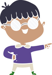 flat color style cartoon boy wearing spectacles