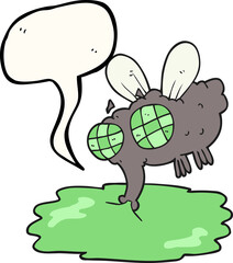 freehand drawn speech bubble cartoon gross fly