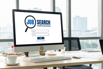 Online job search on modish website for worker to search for job opportunities on the recruitment internet network