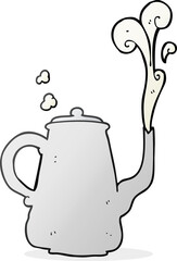 freehand drawn cartoon steaming  coffee pot