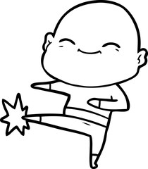 happy cartoon bald man