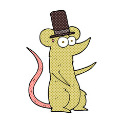 freehand drawn cartoon mouse wearing top hat