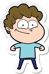 sticker of a cartoon happy man