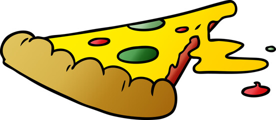 hand drawn gradient cartoon doodle of a slice of pizza