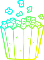 cold gradient line drawing of a cartoon popcorn
