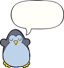 cartoon penguin with speech bubble