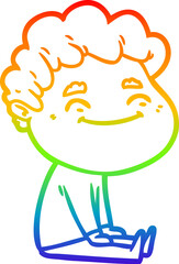 rainbow gradient line drawing of a cartoon friendly man