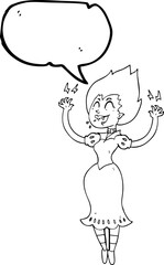 freehand drawn speech bubble cartoon vampire girl