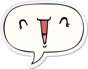 cute cartoon face with speech bubble sticker