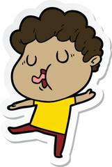 sticker of a cartoon man singing