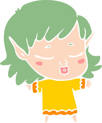 pretty flat color style cartoon elf girl