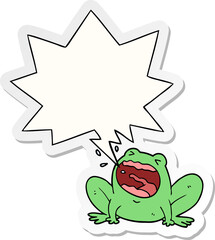 cartoon frog shouting with speech bubble sticker