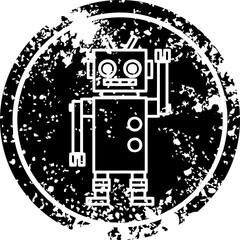 dancing robot distressed icon symbol