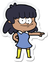 sticker of a cartoon girl smiling