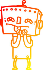 warm gradient line drawing of a cartoon robot