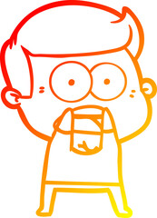 warm gradient line drawing of a cartoon shocked man