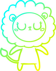 cold gradient line drawing of a cartoon lion
