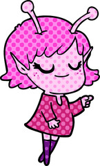 smiling alien girl cartoon