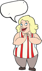 cartoon happy cook with speech bubble