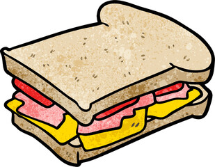cartoon ham cheese tomato sandwich