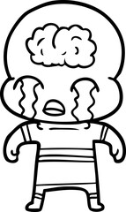 cartoon big brain alien crying