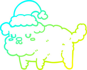 cold gradient line drawing of a cute christmas dog