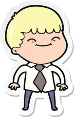 Fototapeta na wymiar sticker of a cartoon happy boy