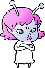 pretty cartoon alien girl