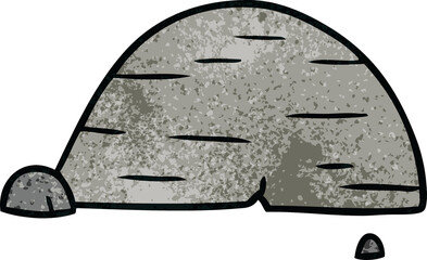 hand drawn textured cartoon doodle of grey stone boulder © lineartestpilot