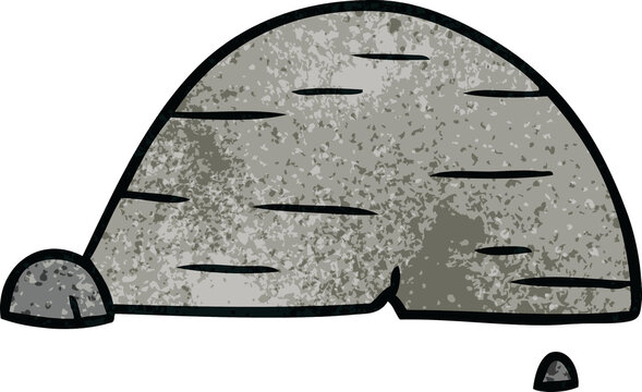 hand drawn textured cartoon doodle of grey stone boulder