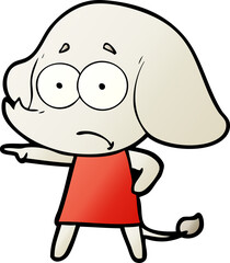 cartoon unsure elephant girl pointing