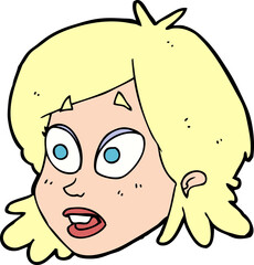 cartoon female face with surprised expression