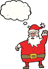 cartoon santa claus with thought bubble