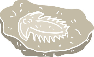 flat color illustration cartoon ancient fossil
