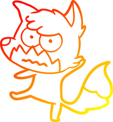 warm gradient line drawing of a cartoon annoyed fox