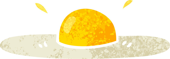retro illustration style quirky cartoon fried egg