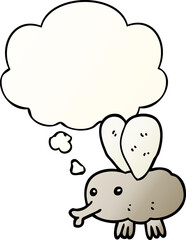 cartoon fly with thought bubble in smooth gradient style
