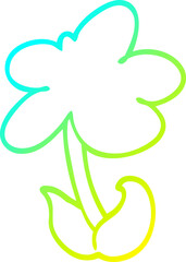 cold gradient line drawing of a cute cartoon flower