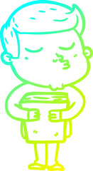 cold gradient line drawing of a cartoon model guy pouting
