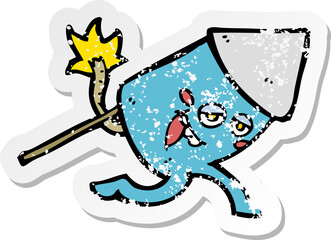 retro distressed sticker of a cartoon funny firework character