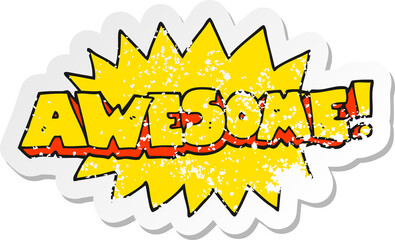 retro distressed sticker of a awesome cartoon shout