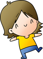 gradient cartoon illustration of a cute kawaii girl
